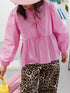 'Adalet' Linen Look Tie Front Smock Blouse - Celes Fashion
